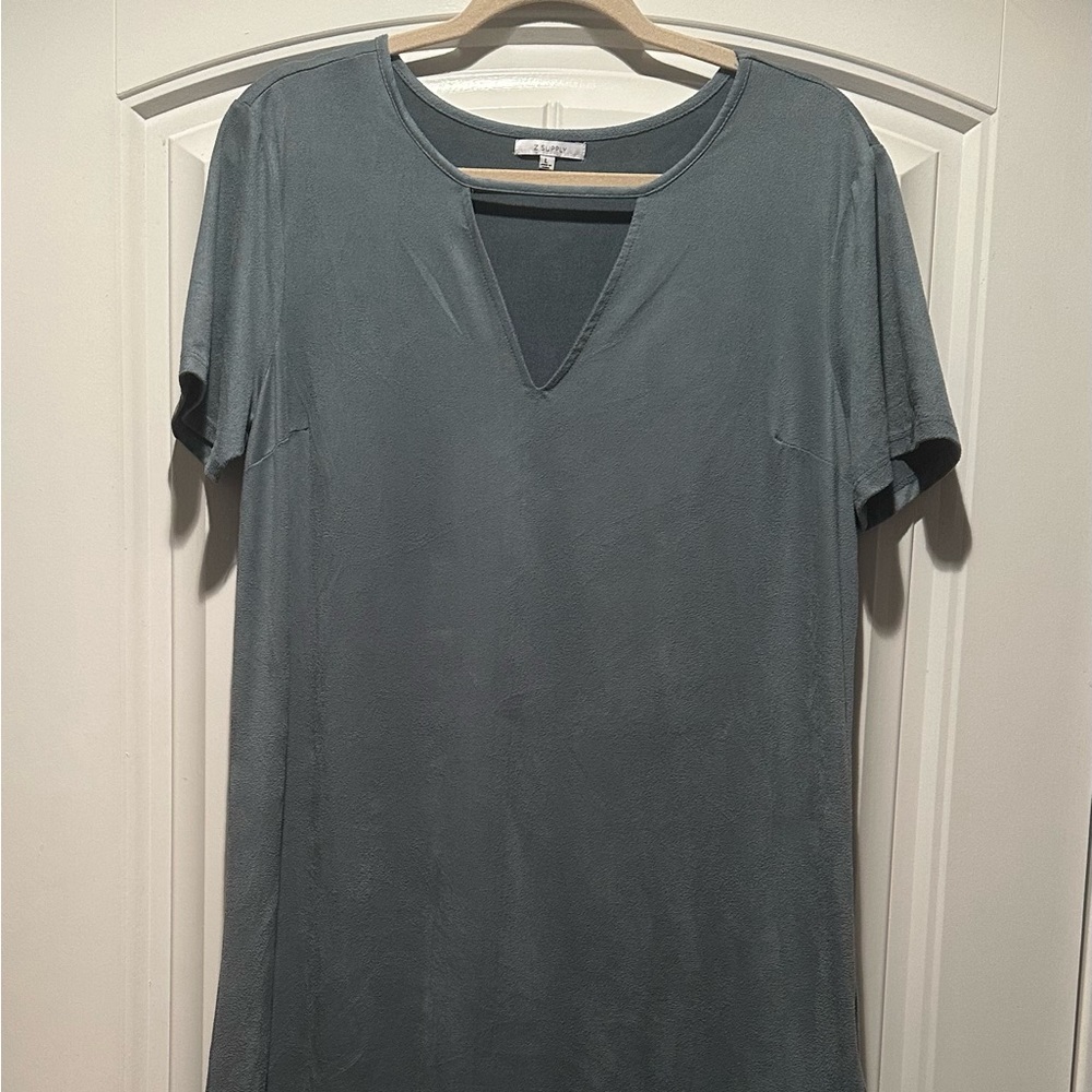 Z Supply Micro Suede Blue Mini Dress Size L